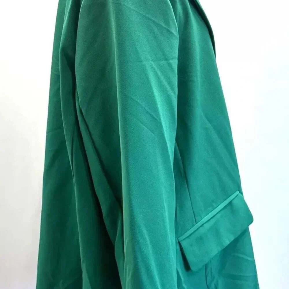 NWT INTEMPO Women Long Sleeve One Button Lined Green Blazer Jacket Plus Size 3X - Picture 2 of 14